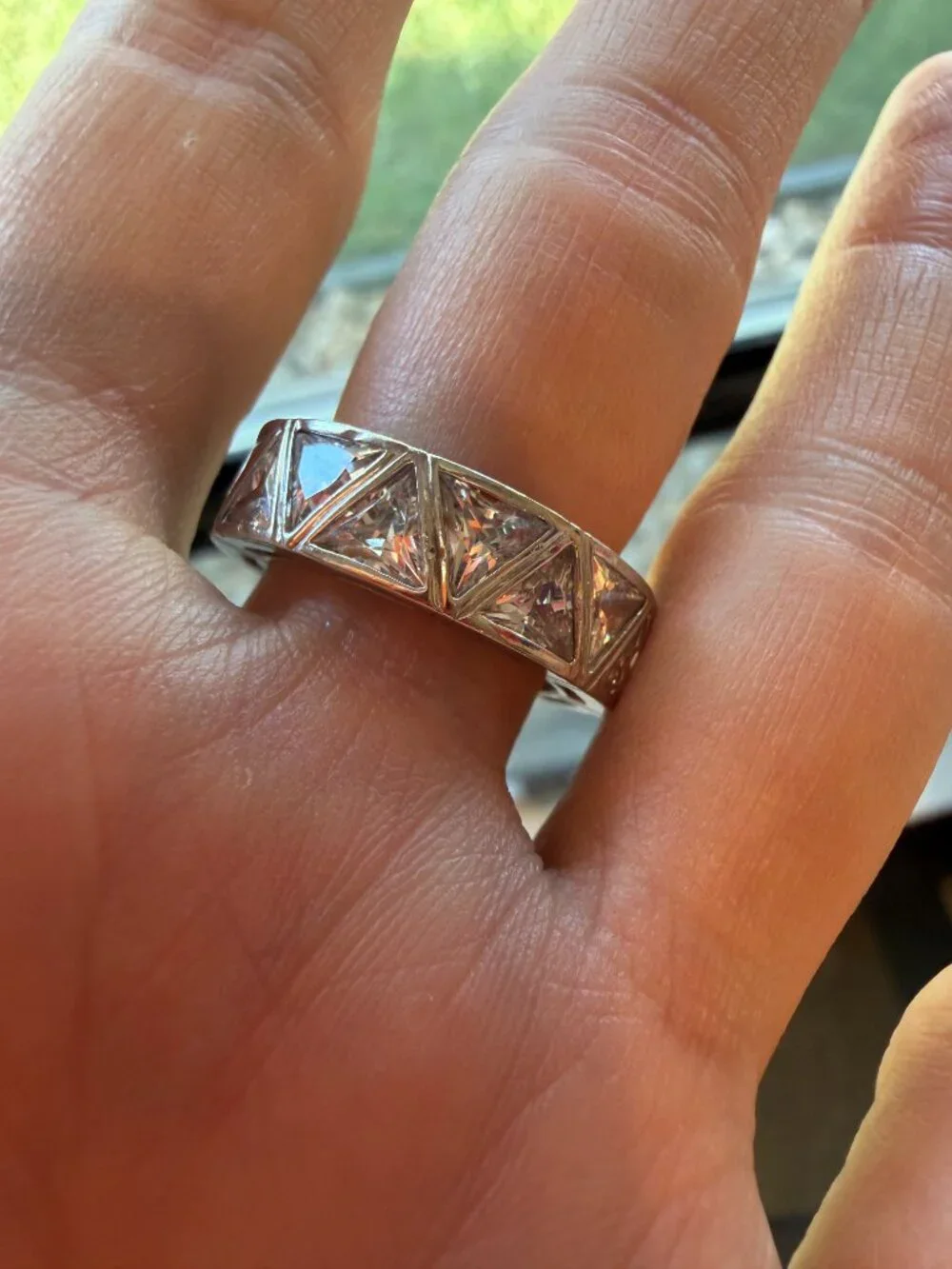 Radiance by Absolute 925 Art Deco Trilliant-Cut Bezel Set Eternity Ring - 6